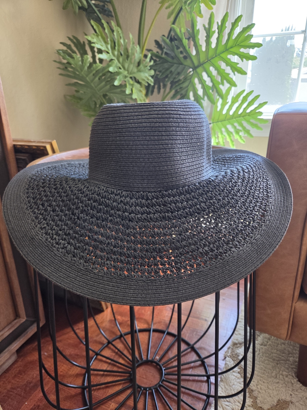 J. Crew Black Woven Sun Hat